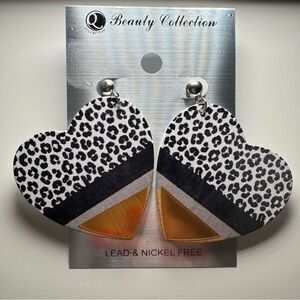 3For$20 Beauty Collection Leopard Print Heart Wood Statement Stud Earrings
